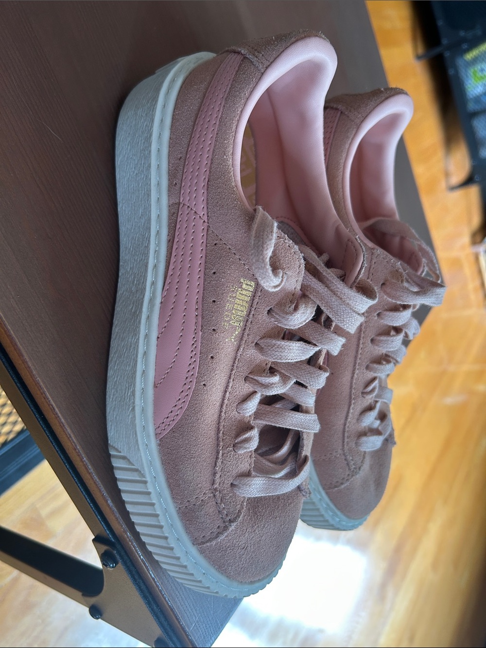 Puma Women's Suede Platform Sneakers in Dusty Pink